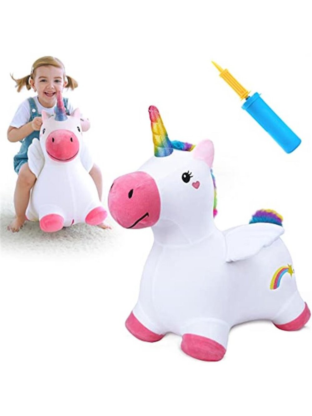 Bouncy Pals Hopping Unicorn Horse,Toddler Girl Inflatable Bouncing Animal Hopper